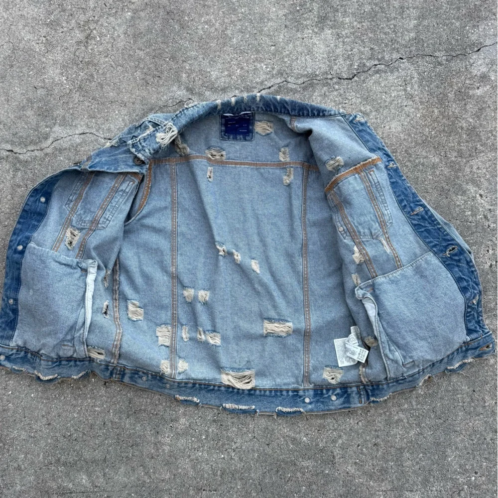 Zara Man “Do the right thing” Denim Jacket Mens L - Picture 6 of 13